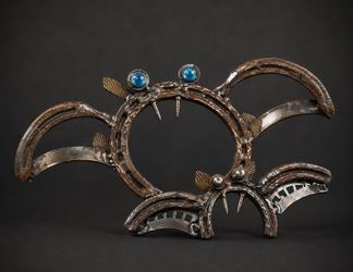 Handcrafted Scrap Metal Bat Wall Art (Set of 2) | One-of-a-Kind Recycled Steel Sculptures