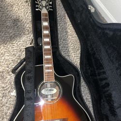 D'Angelico Acoustic Electric Guitar Bundle - Hard Case, Strap, Picks