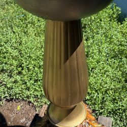 Gold Leaf Design Yard Decor Birdbath 