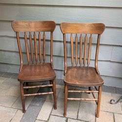 2 Antique Paddle Back Chairs