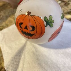 Hand painted halloween Ornament glass blown  from circle vile  Ohio festival