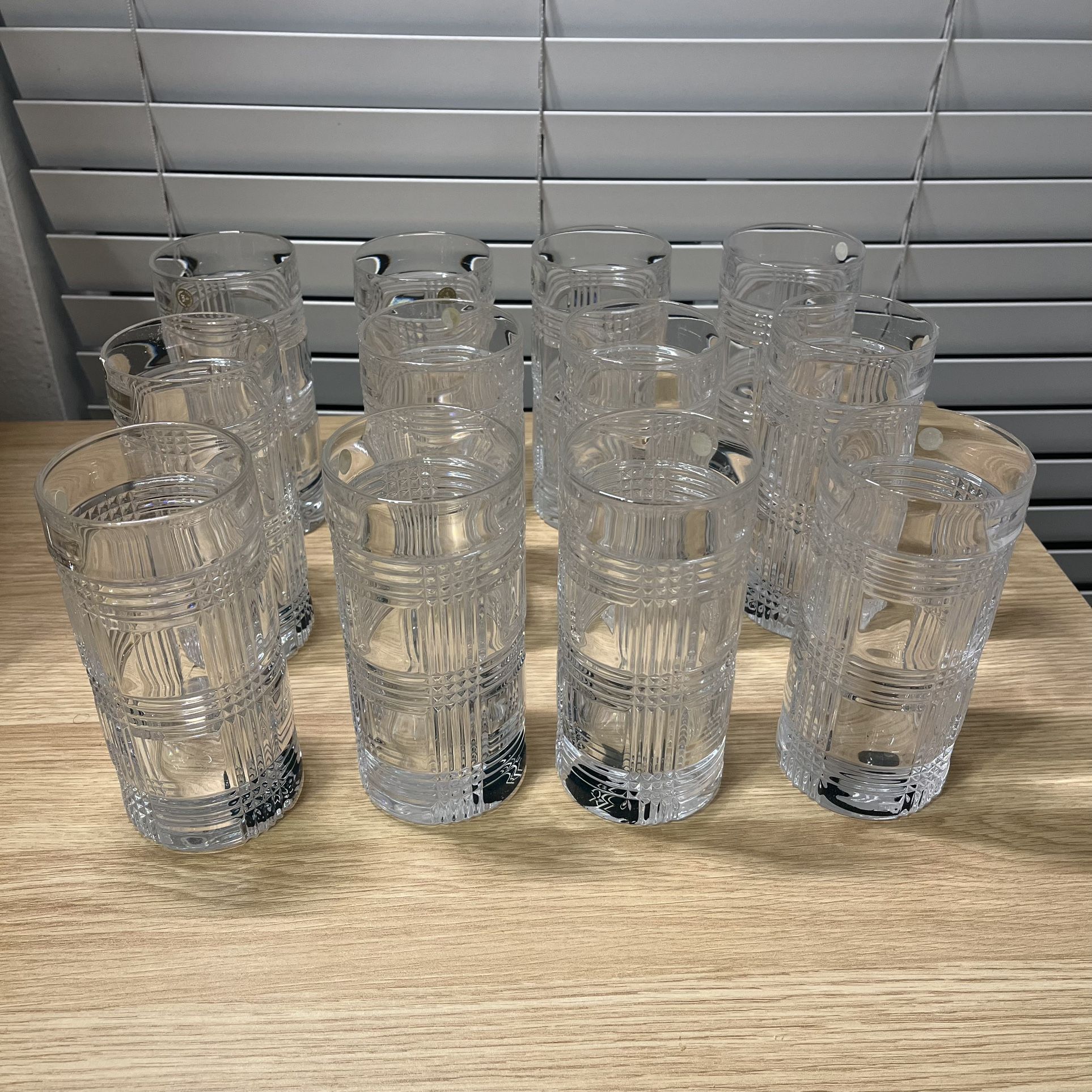 New Ralph Lauren Glen Plaid Crystal High Ball Glasses Glenplaid
