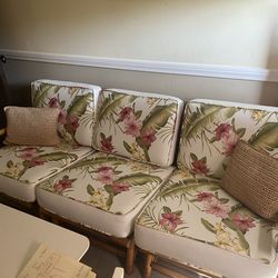 Vintage rattan sofa ( recently reupholstered  )