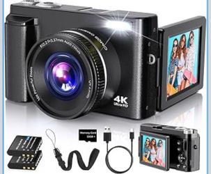 4K Digital Autofocus 48MP Camera for Photography Youtube Vlogging (Black) New