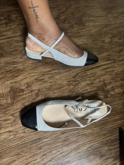 Size 10 Silver Glitter And Black Mary Jane