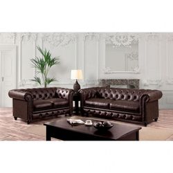 Brand New Brown Leather Retro Style Sofa & Loveseat 
