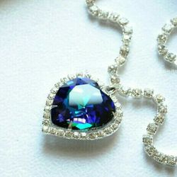 Titanic Heart of the Ocean Big Blue Crystal Pendant Necklace