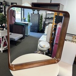New 32 in. W x 32 in. H Square Wood Framed Brown Mirror