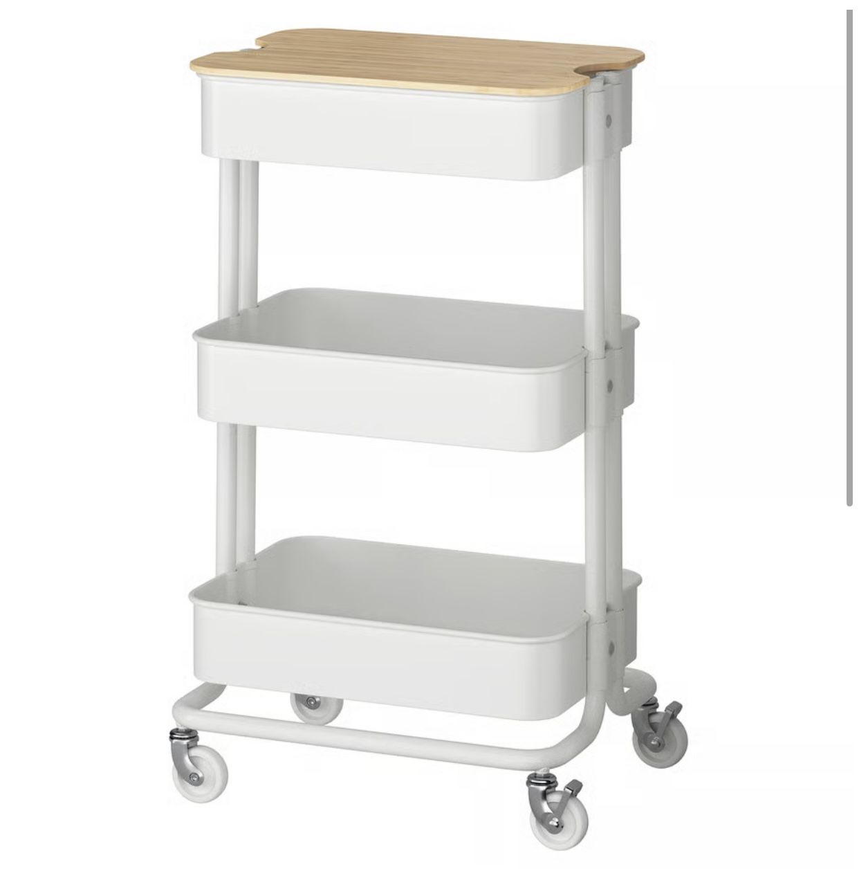 IKEA RÅSKOG / NORRÅVA Trolley with lid, white, 13 3/4x17 3/4x30 3/8 "