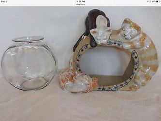 VINTAGE RARE Louisville Stoneware Cats Fish Bowl