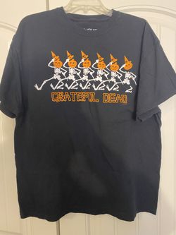 New Liquid Blue Size XL Grateful Dead Dancing Pumpkin Skeletons T-Shirt (“Pumpkin Skelly”)