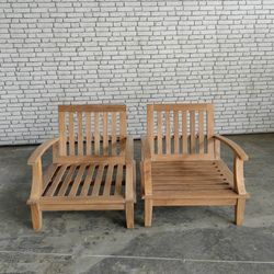 2 New Solid Teak Oversize Deep Seated Club Chair