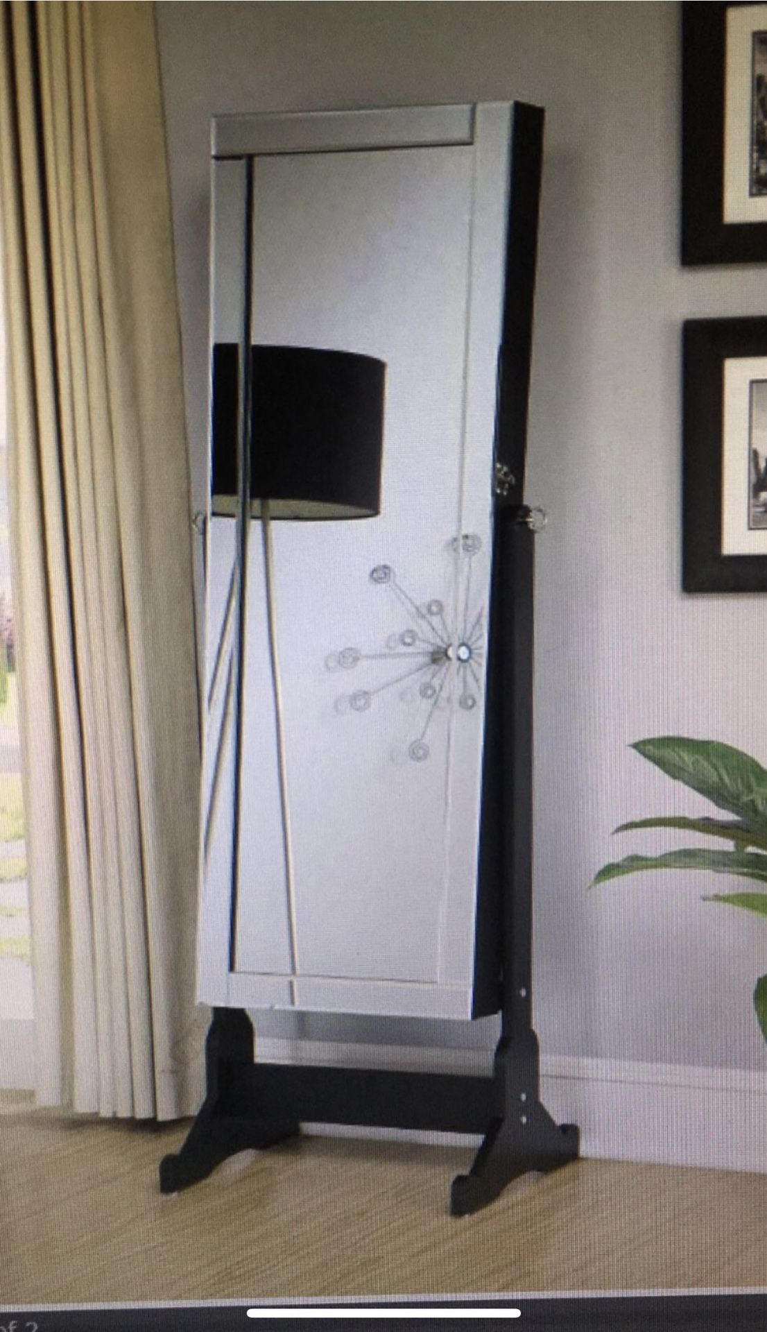 Standing Mirror With jewelry Storage Dark Brown