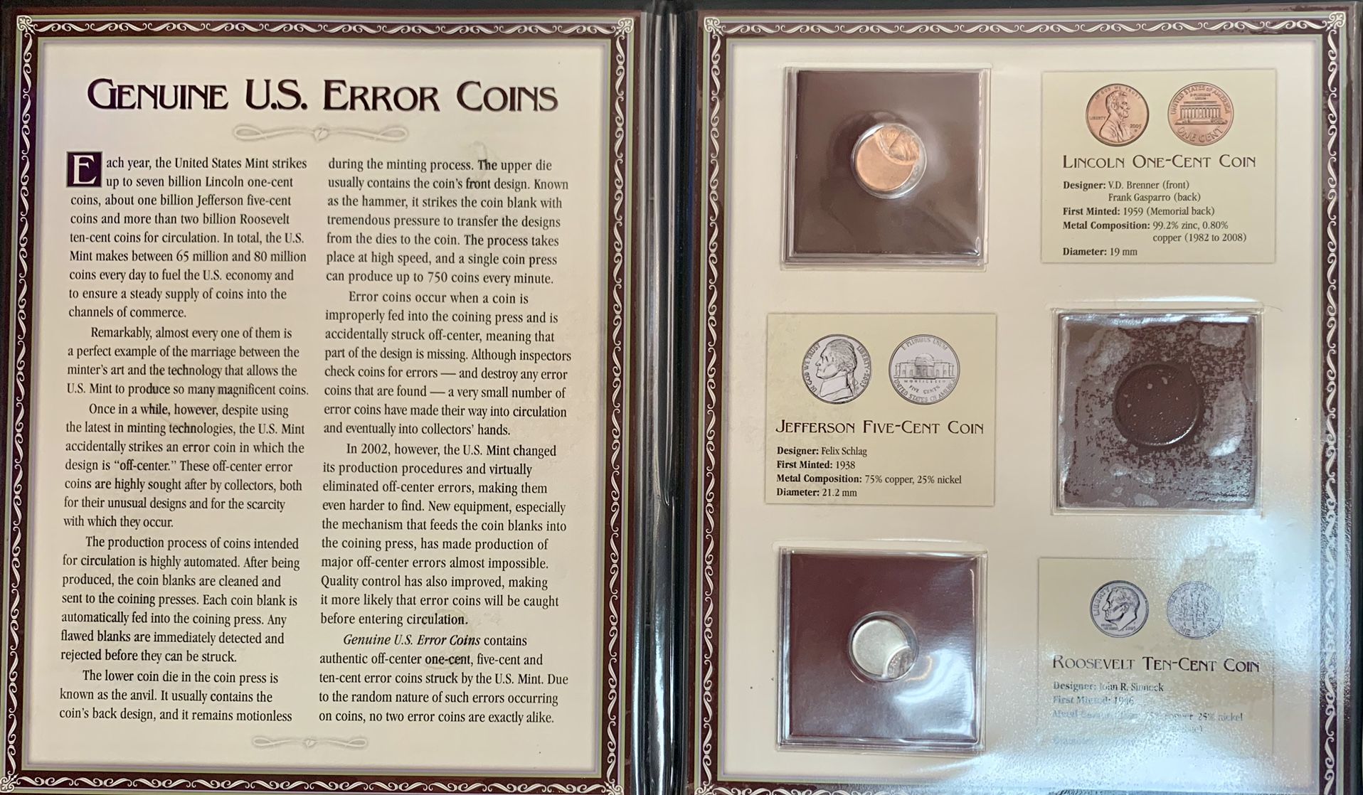Set Of 2 Genuine U.S. Error Coins PCS Stamps & Coins