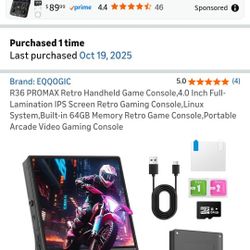 R36 PROMAX Retro Handheld Game Console,4.0 Inch Full-Lamination IPS Screen Retro Gaming Console,Linux System,Built-in 64GB Memory Retro Game Console,P