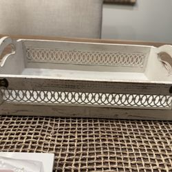 White Wood Tray Box Organization Serving Tray Crafts