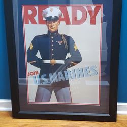 Reproduction Vintage Framed Marines Recruiting Poster Wall Art