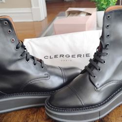 Clergerie Women's Black Leather Boots Size 7 1/2