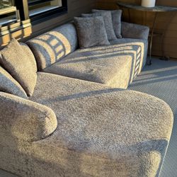 Light Grey Chenille Sofa With Right Side Chaise