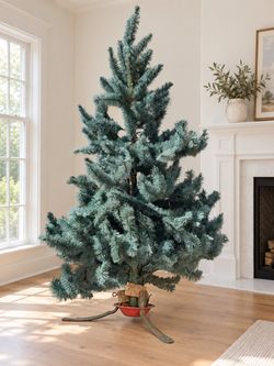 Vintage Blue-Green Christmas Tree — Wooden Trunk & Metal Stick In Branch — $225 OBO