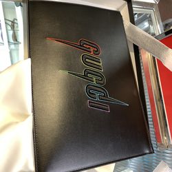 Gucci Leather Rainbow Wristlet Pouch Bag