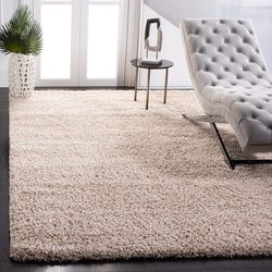 SAFAVIEH California Shag Collection Area Rug - 6'7" X 9'6", Beige, Non-Shedding & Easy Care, 2-Inch Thick Ideal For High Traffic Areas In Living