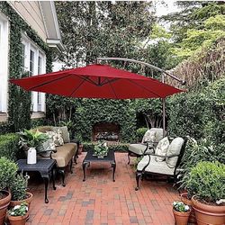 Brand New Offset Patio Umbrella With Cross Base Stand 