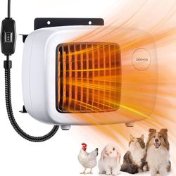 Dreyoo Dog House Heater with Thermostat, Pet House Heater with 6FT Anti Chew Cord and Safe Overheat Protection, 2 Heating Mode (200/400W) Pet House Fu