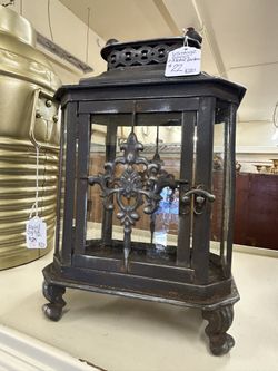 Vintage Metal and Glass Lantern Candle Holder