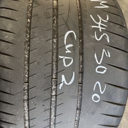 (1) 20” Michelin cup2 tire 345/30/20 used single tire