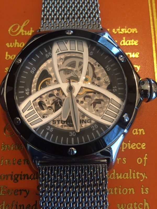 STUHRLING ORIGINAL AUTOMATIC SKELETON MEN'S WATCH, 20 JEWELS CAL ST.90089
