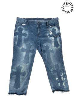 XXL dirty bleached cross denim “saggers” chain included