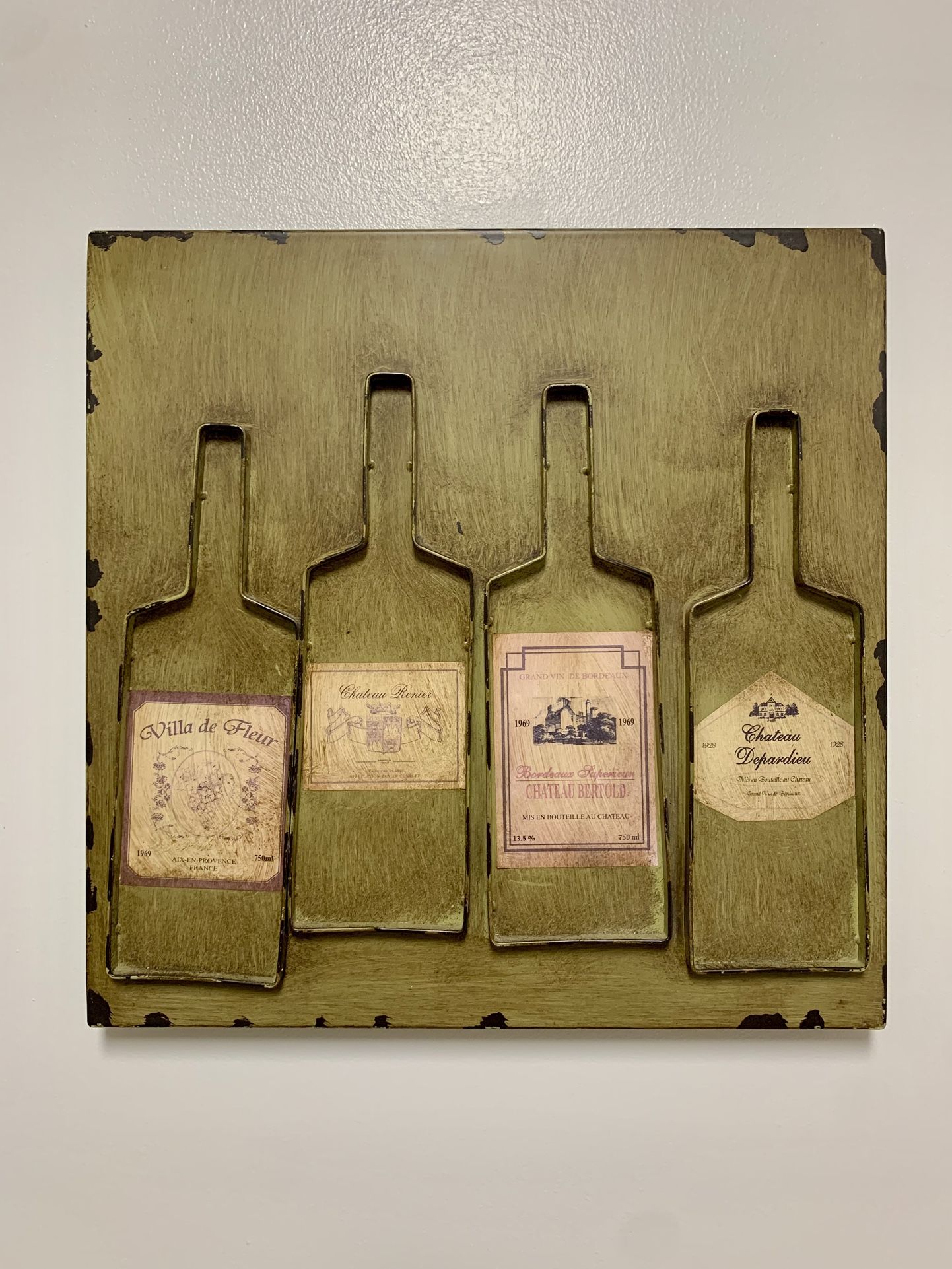 Rustic French Wine Themed Metalwork Wall Art