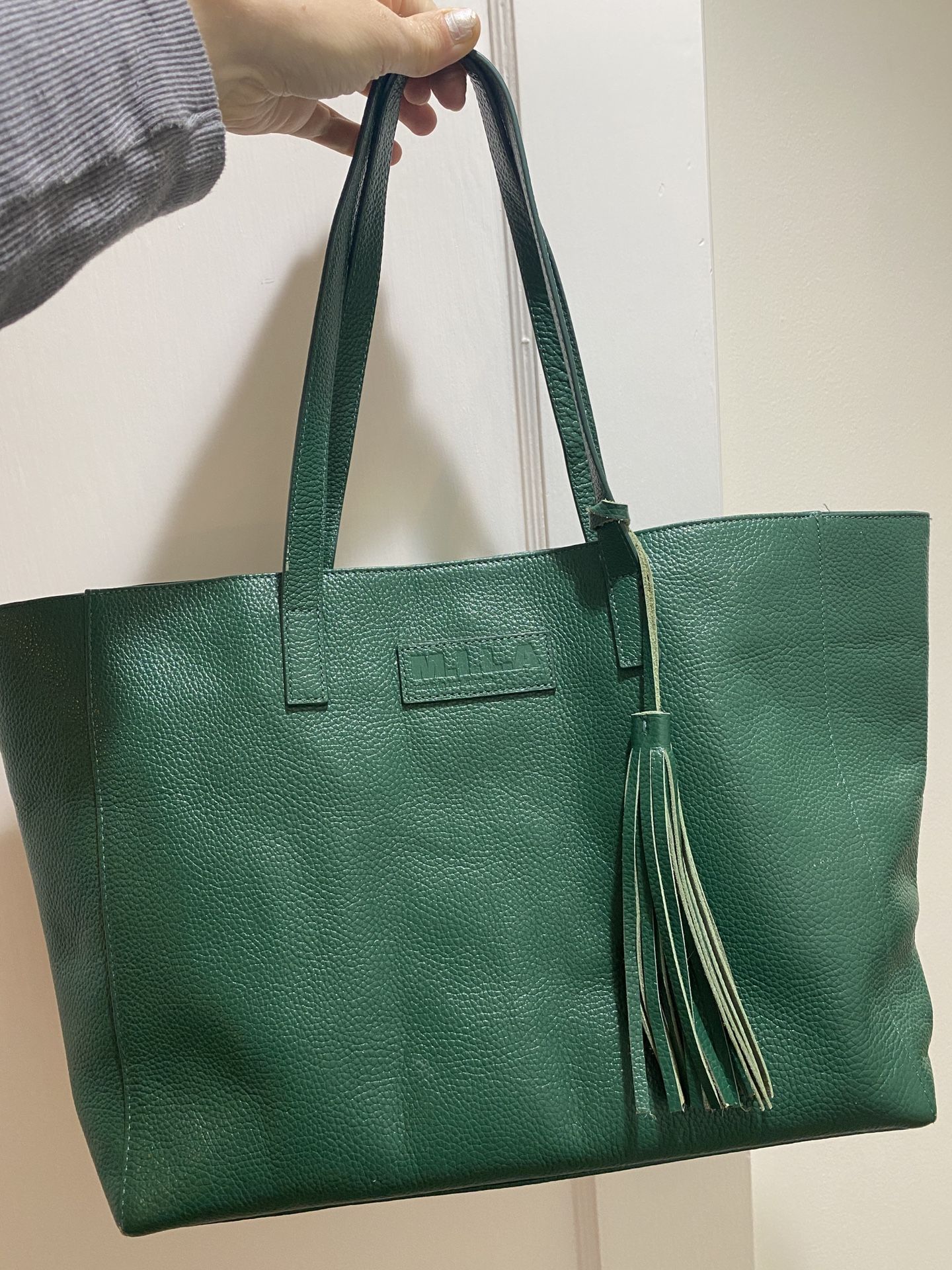 M.I.L.A Designer Luxe Leather Tote – Dark Teal Green (Originally $598, Now $50)