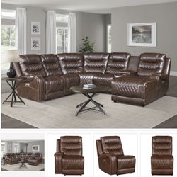Putnam Brown Modular RAF Power Reclining Sectional ( sectional couch sofa loveseat recliner options