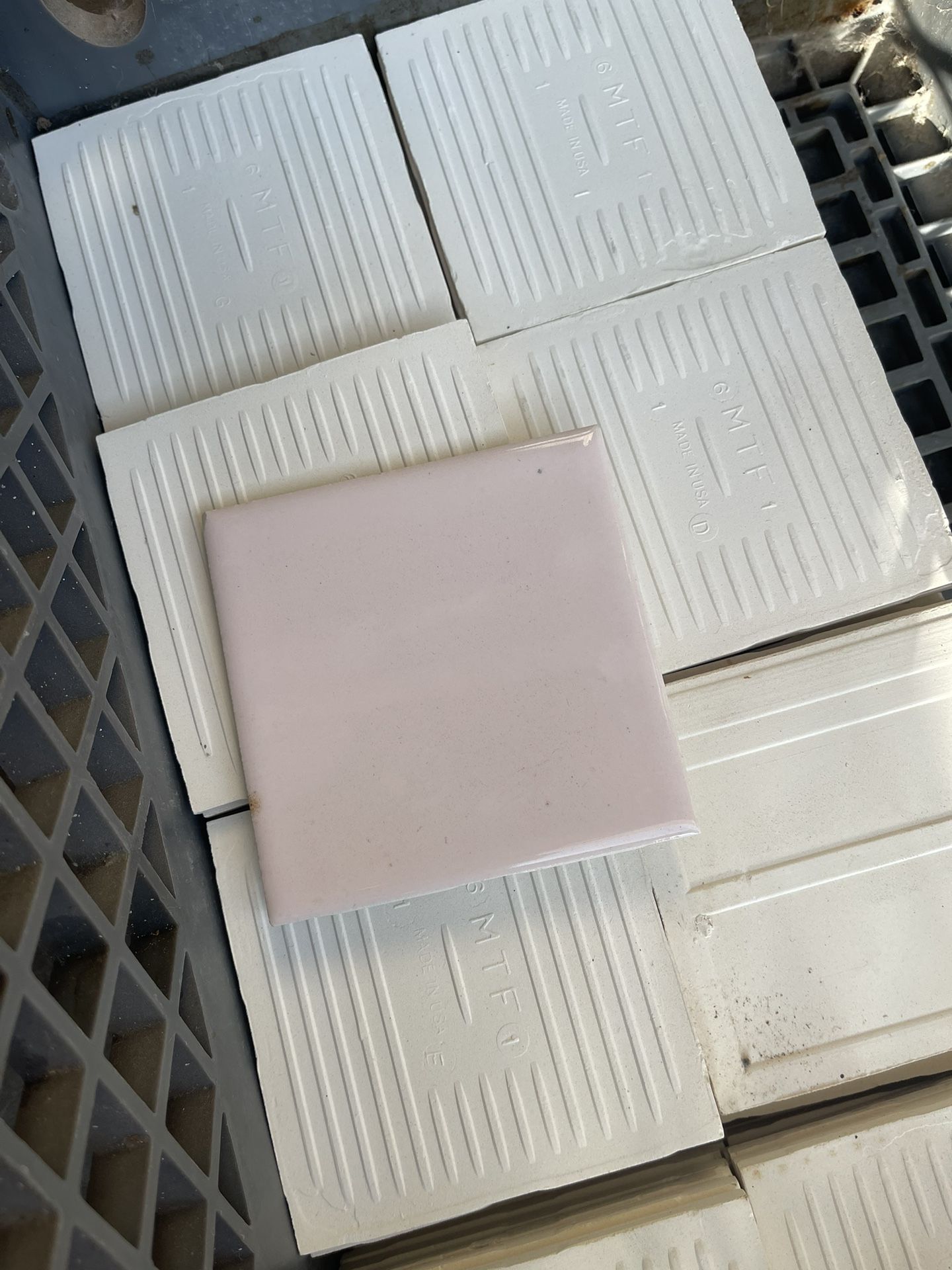 bathroom tiles, soft pink