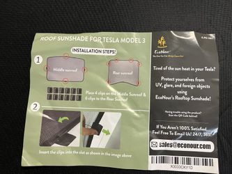 NEW Tesla Model 3 Roof Sunshade (EcoNour) - UV & Heat Protection