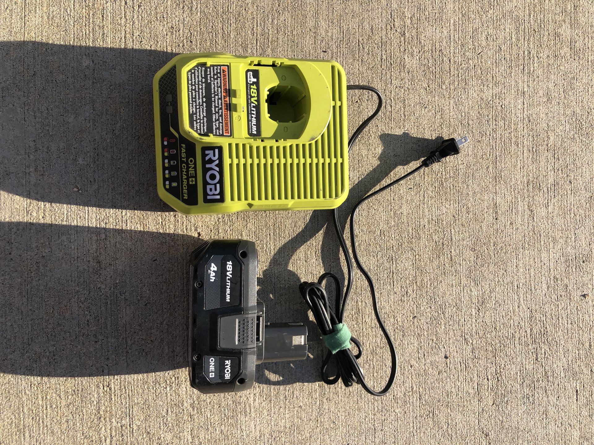 RYOBI BATTERY + CHARGER