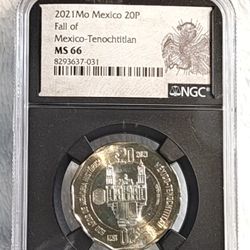 #454 Mexico 20 P Mexico -Tenochitian MS66 Coin 