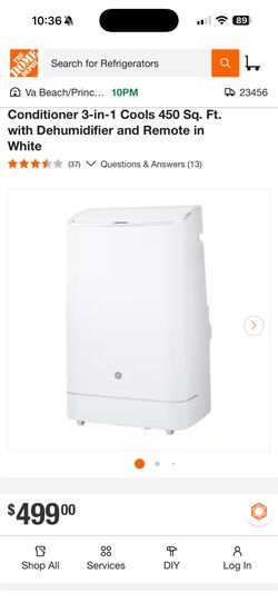 Conditioner 3-in-1 Cools 450 Sq. Ft. with Dehumidifier and Remote in White