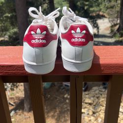 Maroon And white Superstar Adidas