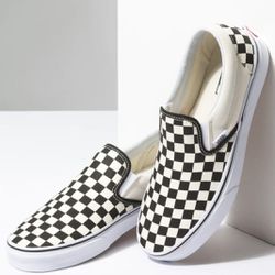 VANS Checkerboard Slip-On Black & Off White Shoes Men’s 3.5/Women’s 5