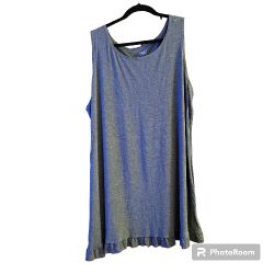LOGO Layers Sleeveless Tank Gray Ruffled Hem 3X