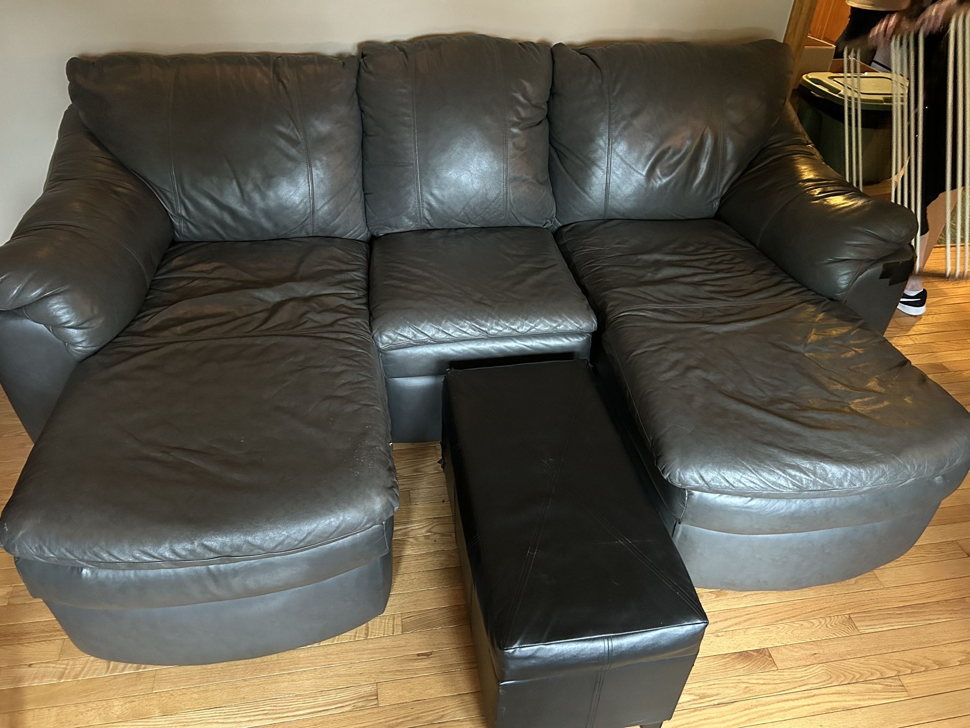 Grey Leather Couch