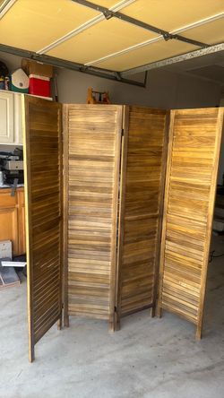4-Panel Wooden Shutter Room Divider