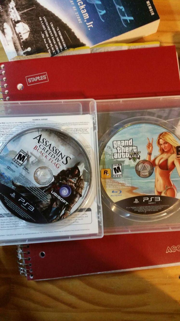 P's3- grand theft auto 5, and assassins creed black