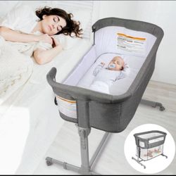 3 in 1 Baby Bassinet, Bedside Sleeper, & Playpen, Easy Folding Portable Crib (Grey)- KoolaBaby (Bassinet)