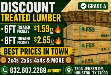 $1.59🔥6FT TREATED PICKETS #1