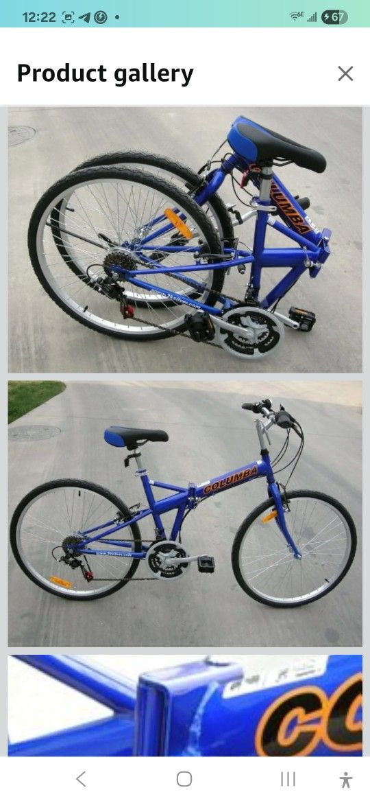 Like New Columba Folding Bike Blue Color 26 inch
