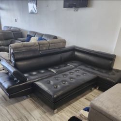 Summer clearance sale. Ibiza black sofa sectional with ottoman now $899. Easy finance option. Same-day delivery.